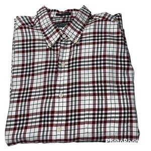 Lyle & Scott Scotland Men’s Long Sleeve Button Down Dress Shirt Red Plaid XL